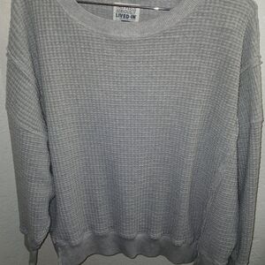 American Eagle Gray Waffle Knit Long Sleeve